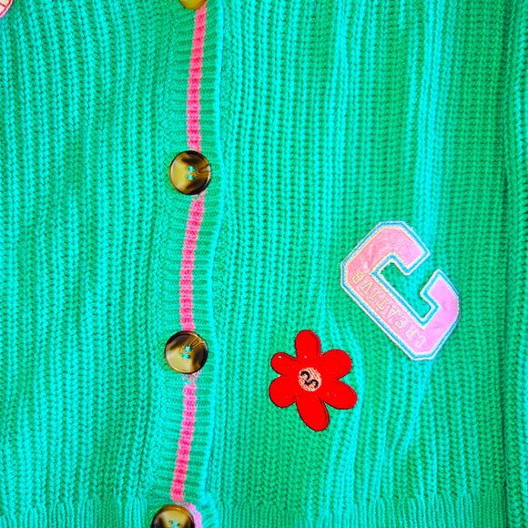 Size 6 H&M Girls Green Knit School Cardigan - Picture 2 of 4